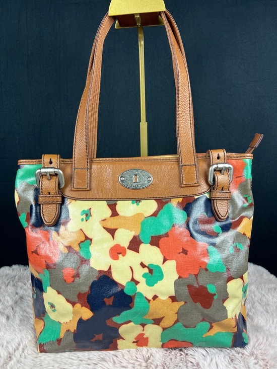 Fossil Handbags - Fossil Key-Per Abstract Floral Coated Canvas Shopper Tote ZB5126 | EUC